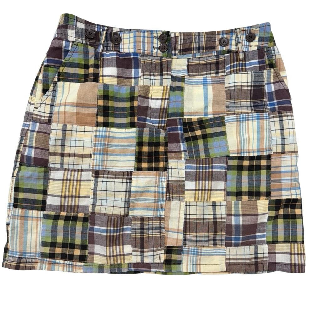 502 - Larry Levine Blue Tan Mini Skirt Casual Resort Wear Size 8 - Picture 3 of 9